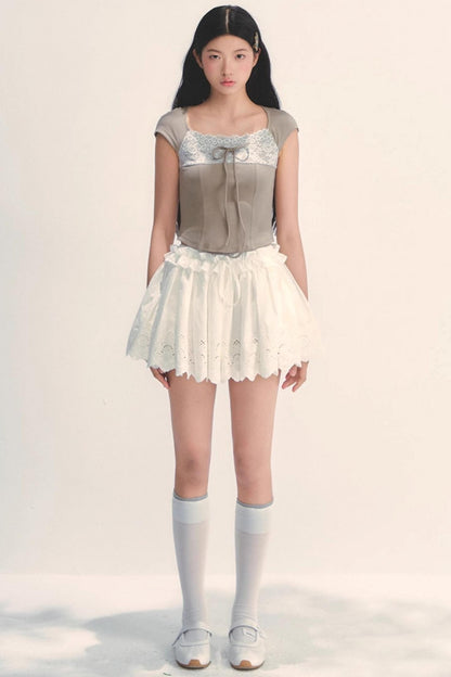 Cotton Lace Peplum Top