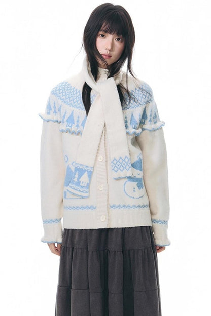Jacquard-Winterpullover-Set-up mit Schneeansicht
