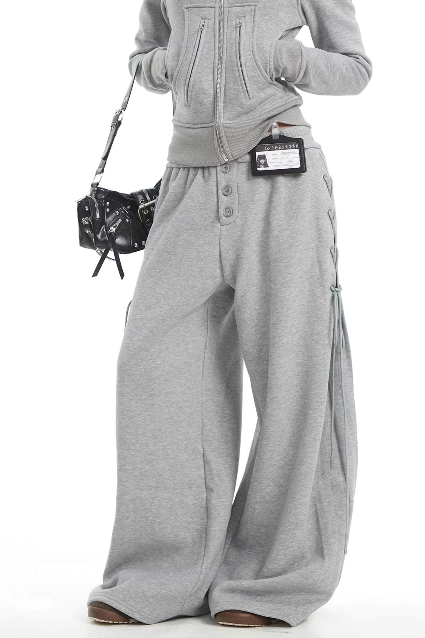 Korean Fur Collar Hooded Jacket Set-Up