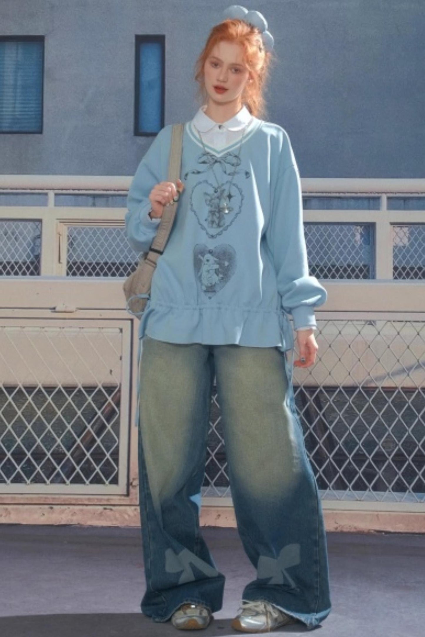 Retro Rabbit V-Neck Sweatshirt