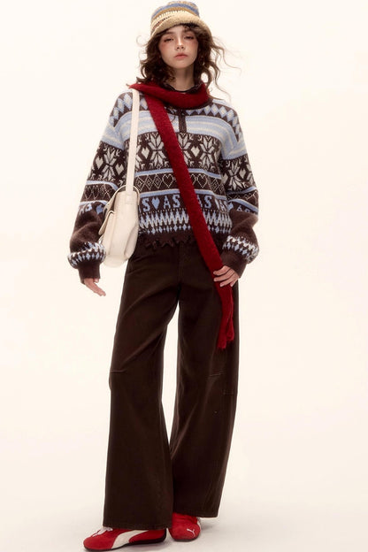 Fair Isle Knit Cardigan Set-Up