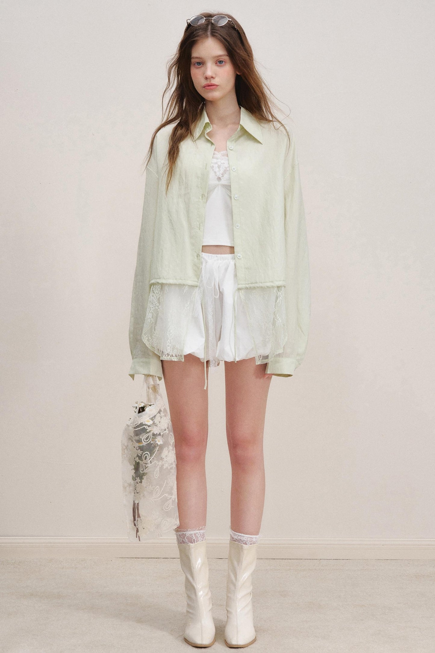 High-Waist Lace-Up Bubble Shorts