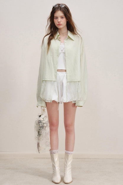 High-Waist Lace-Up Bubble Shorts