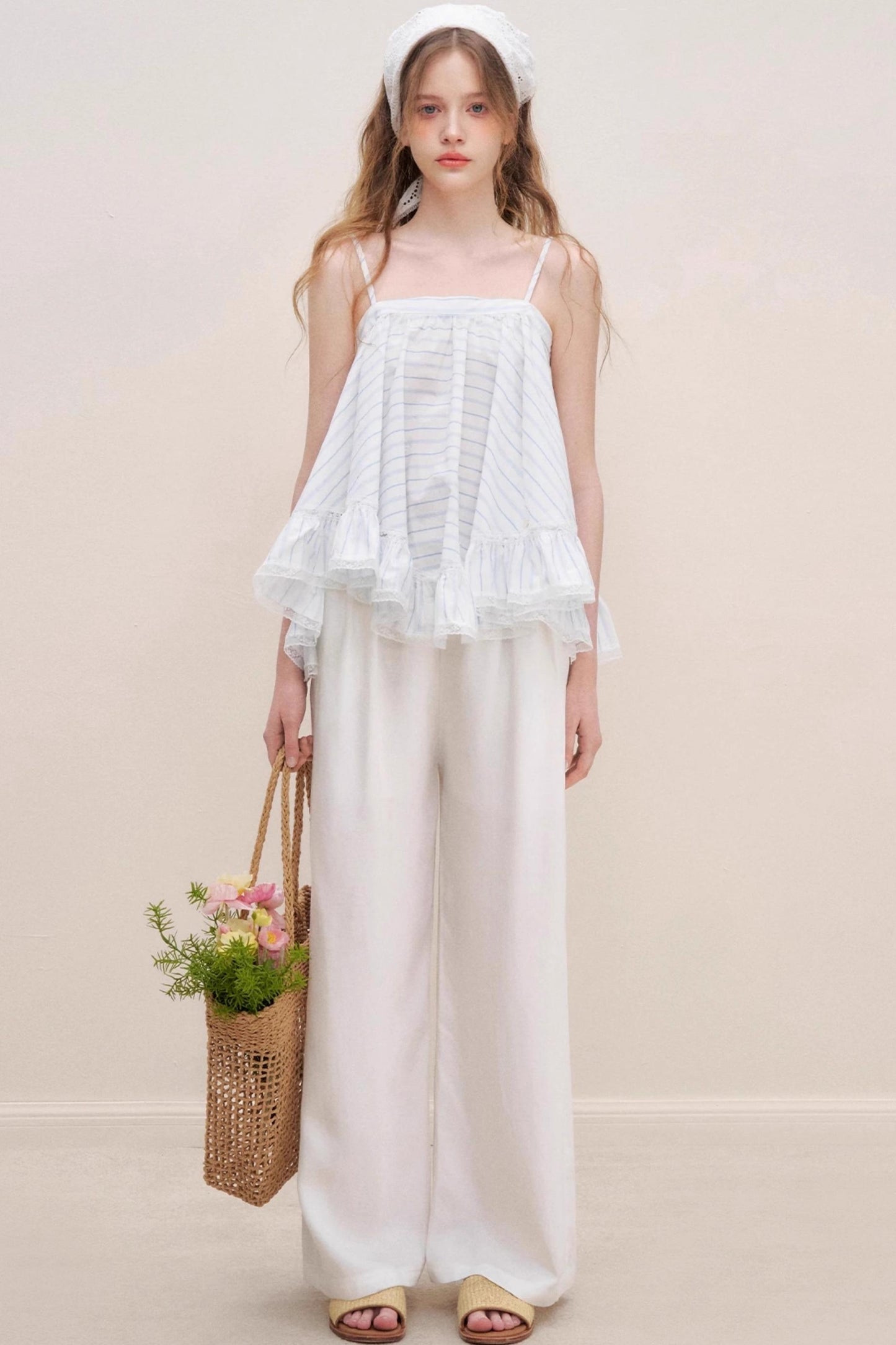 Lace-Trimmed Striped Cami