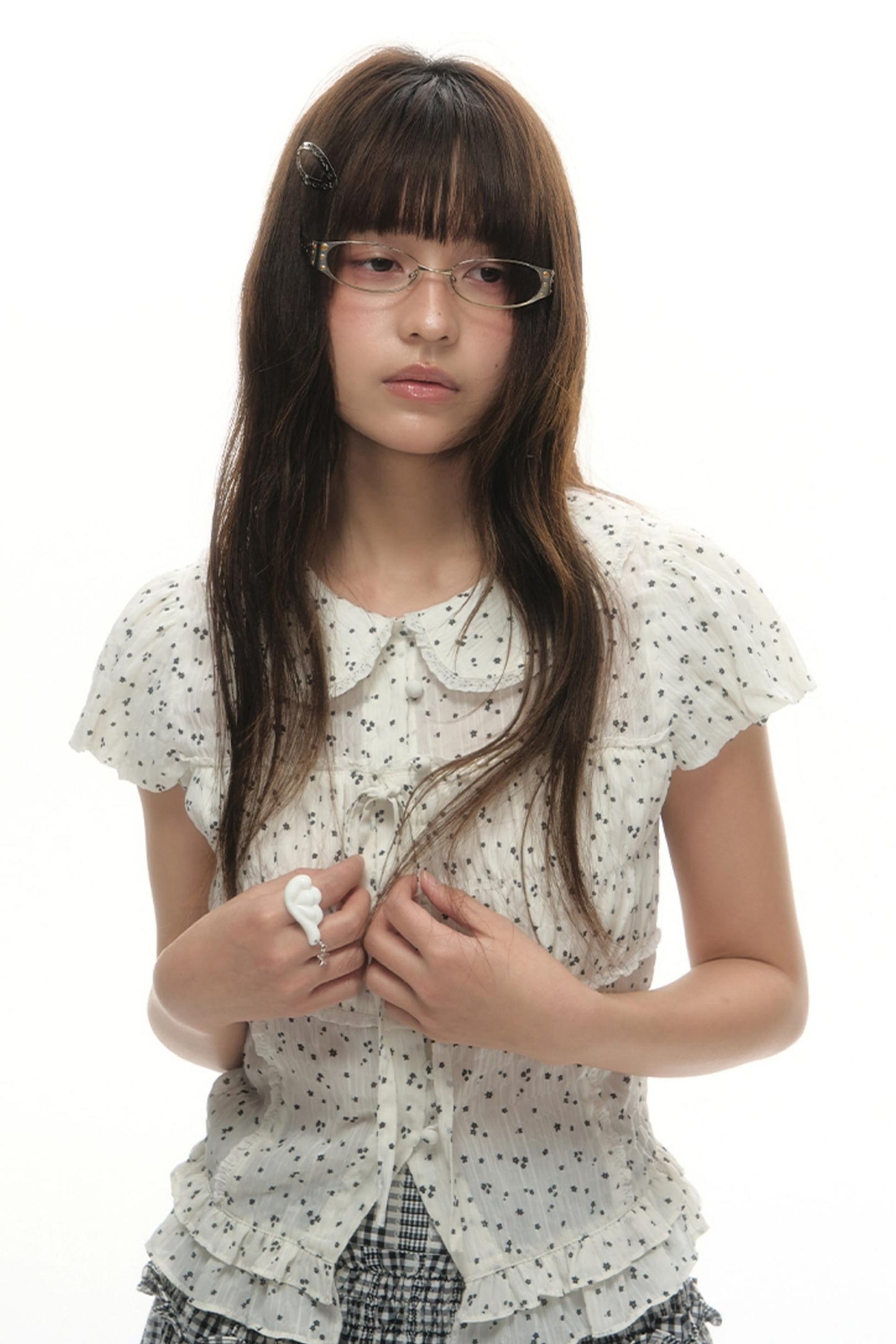 Designer Plaid Doll Collar Shirt