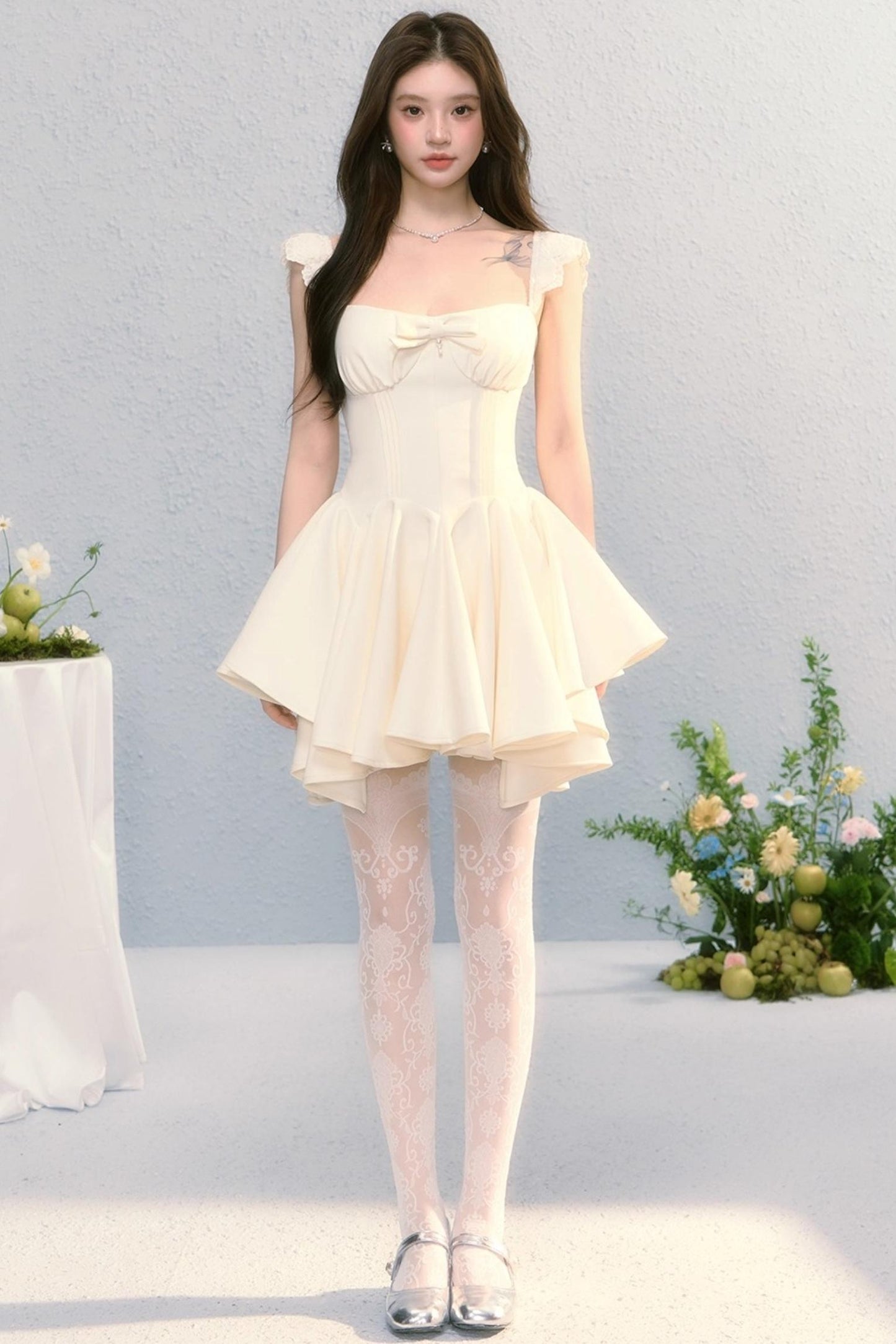 Golden Bow A-Line Dress