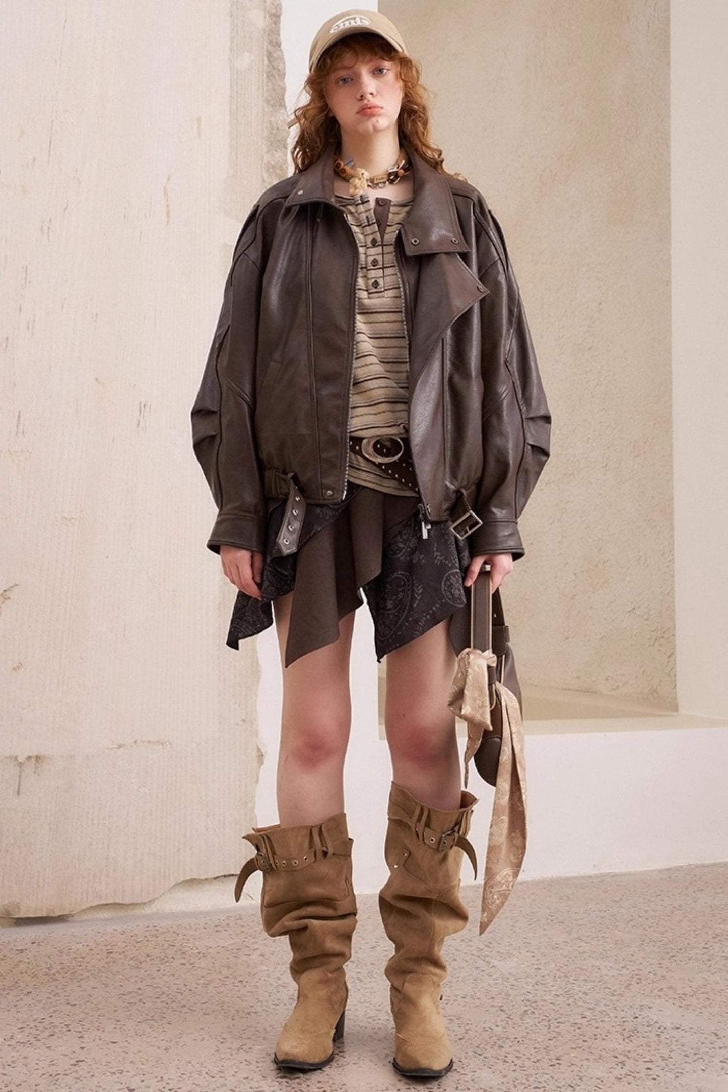 Striped Loose Crew Neck Embroidered T-Shirt