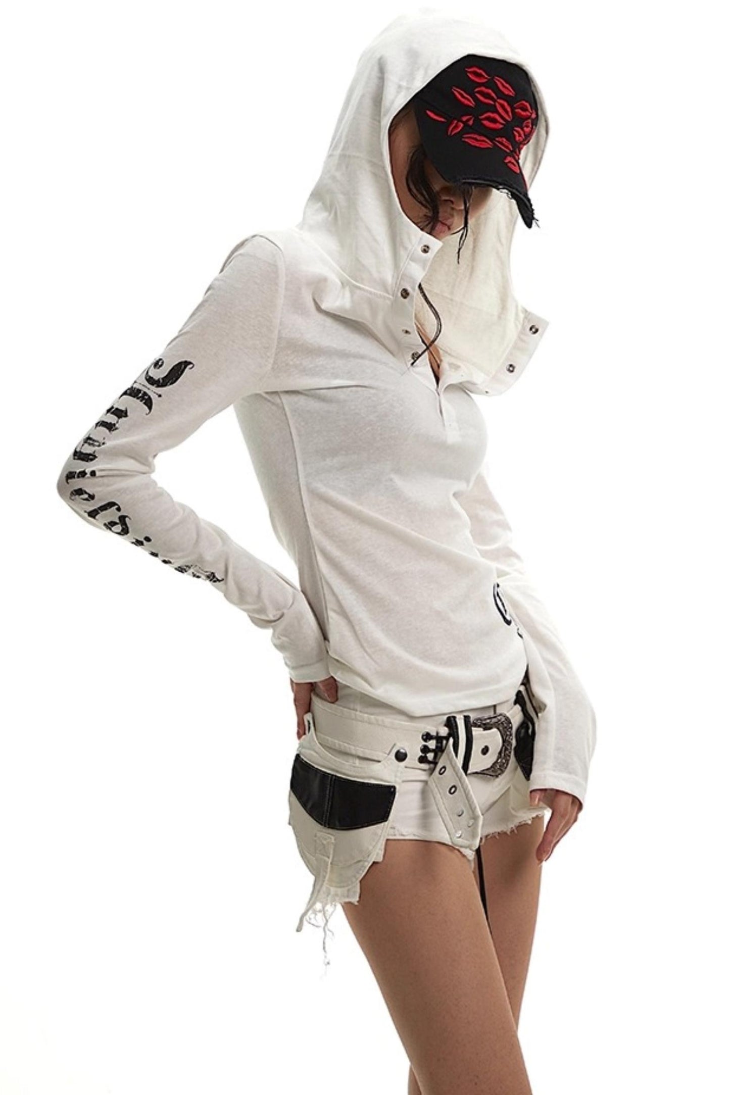 White Hooded Sunscreen Cover-Up Top