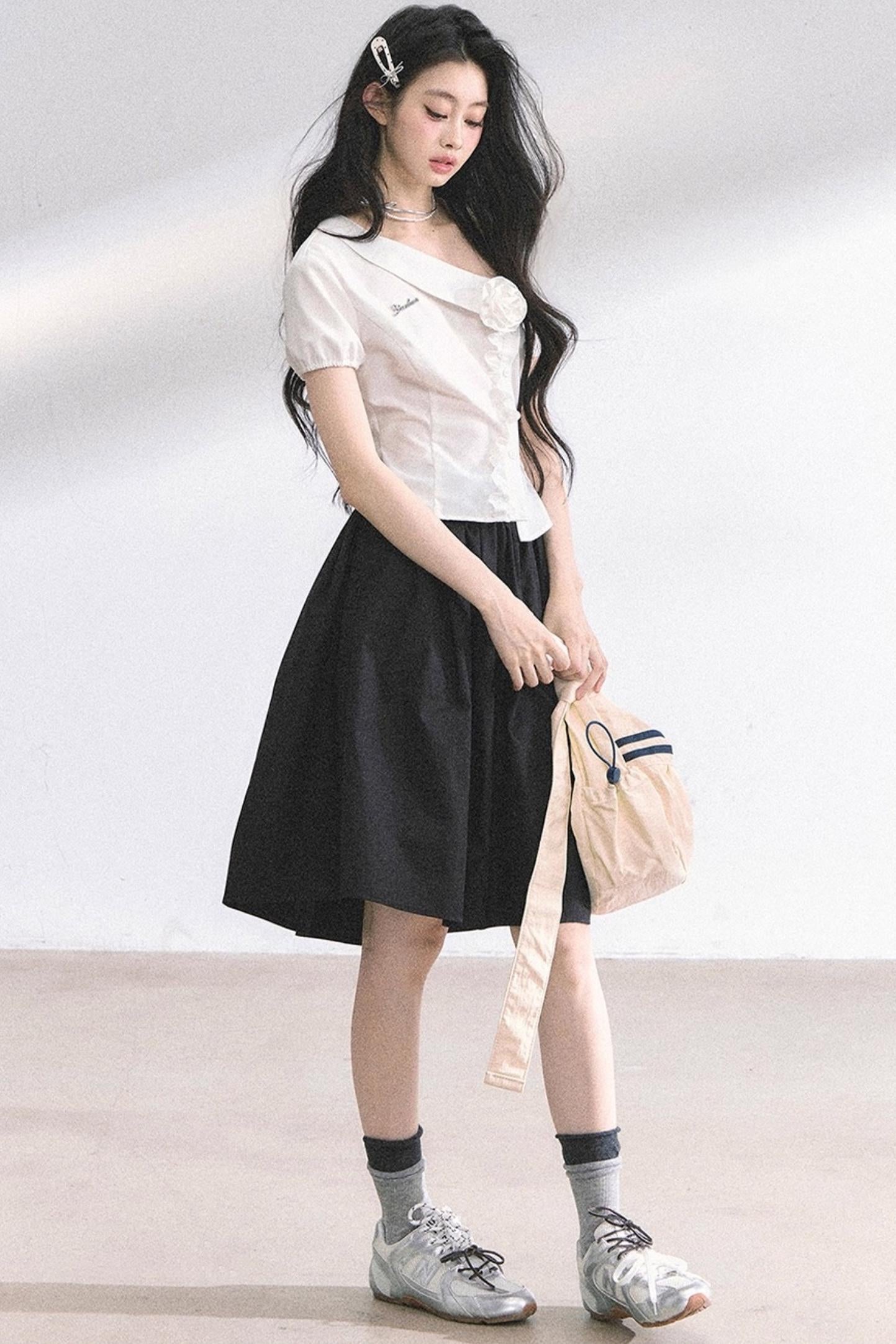 White Gardenia Lace Off-the-Shoulder Shirt