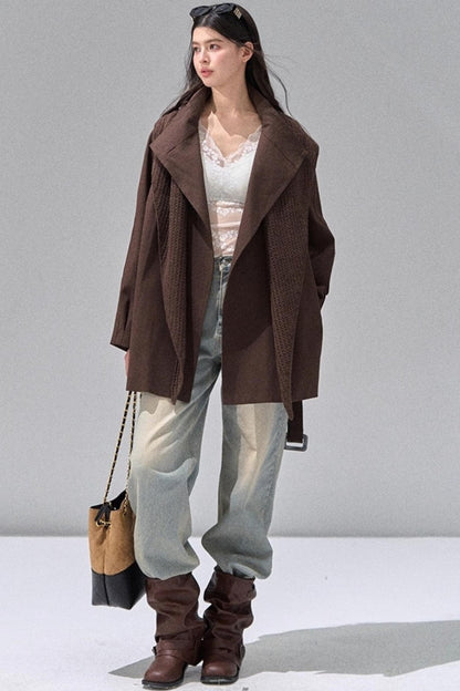 Vintage Woolen Trench Shawl Jacket
