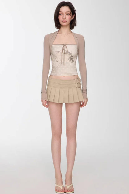 Light Apricot Pleated Skirt