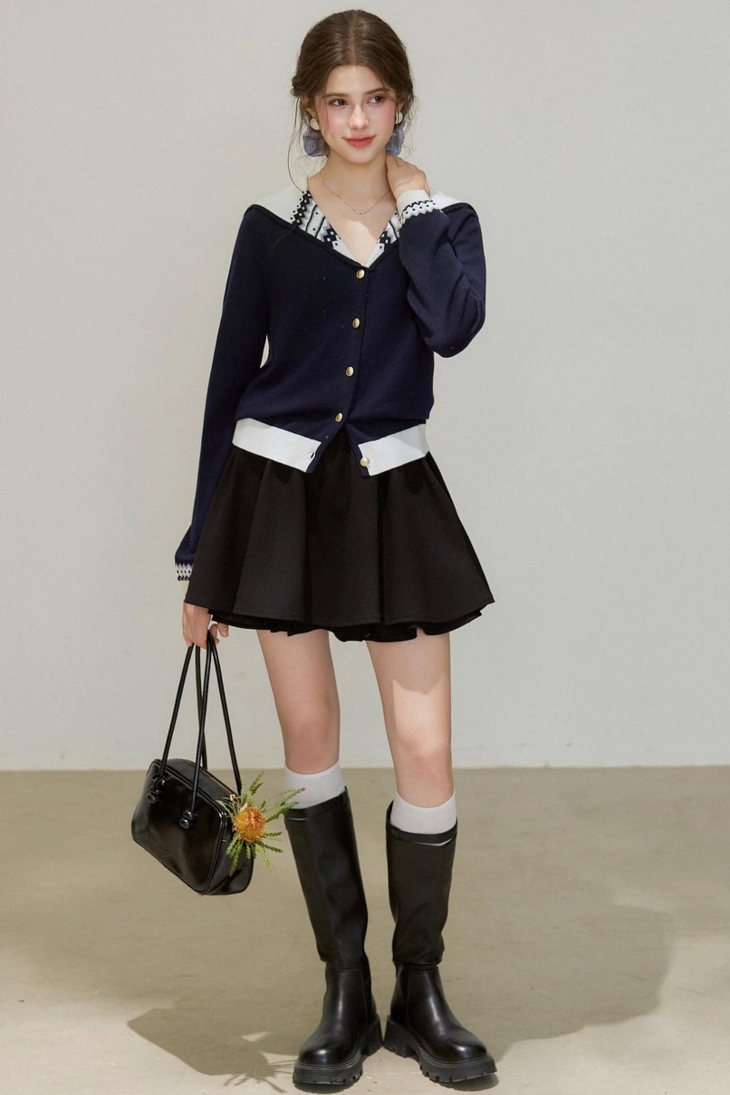 Navy Knitted Cardigan