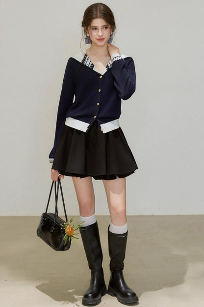 Navy Knitted Cardigan