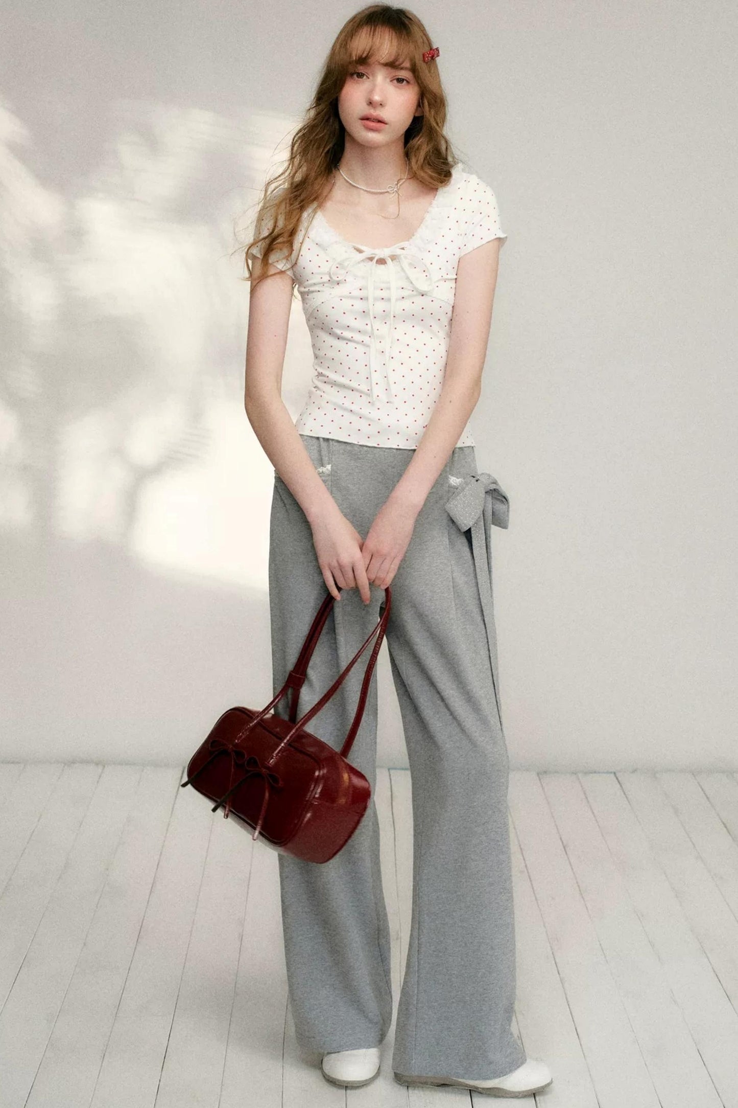 Lace Bow Wide Leg Pants