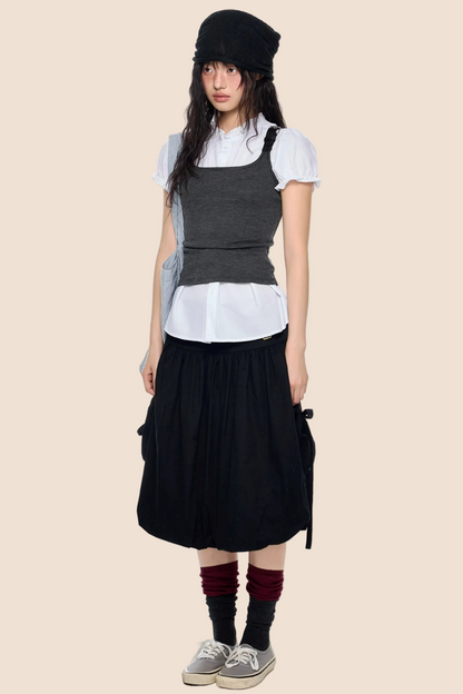 Square Collar Belted Camisole Top
