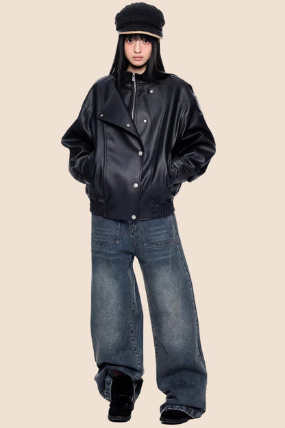 Retro Distressed Motorcycle Jacket