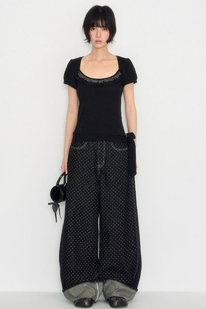 Nap Sweet Lace Tie Slim Top