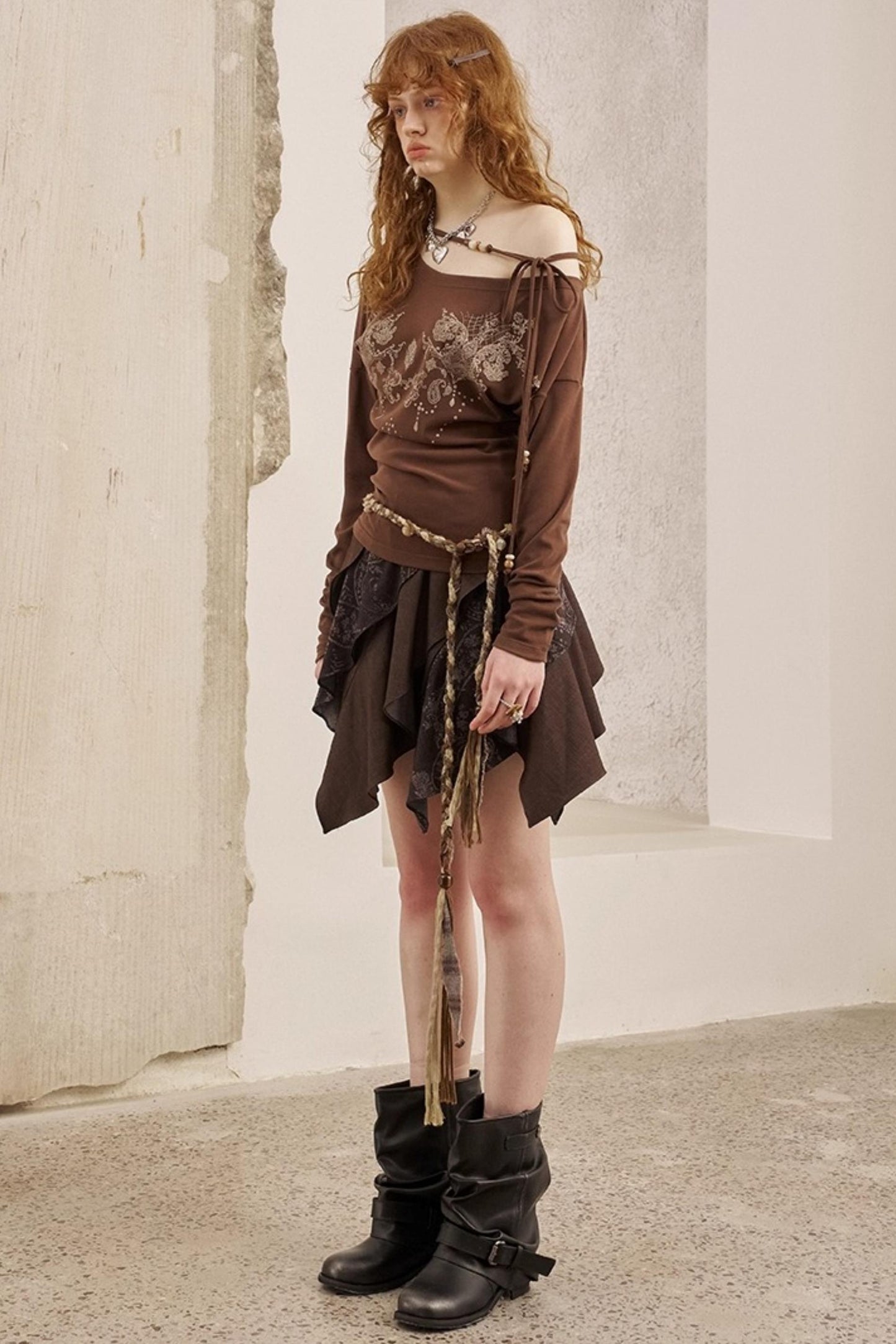 Vintage Totem Slanted Shoulder Pullover