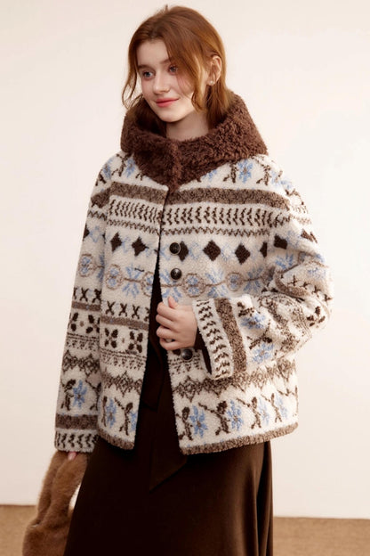 Fair Island Lamb Wool Hooded Coat
