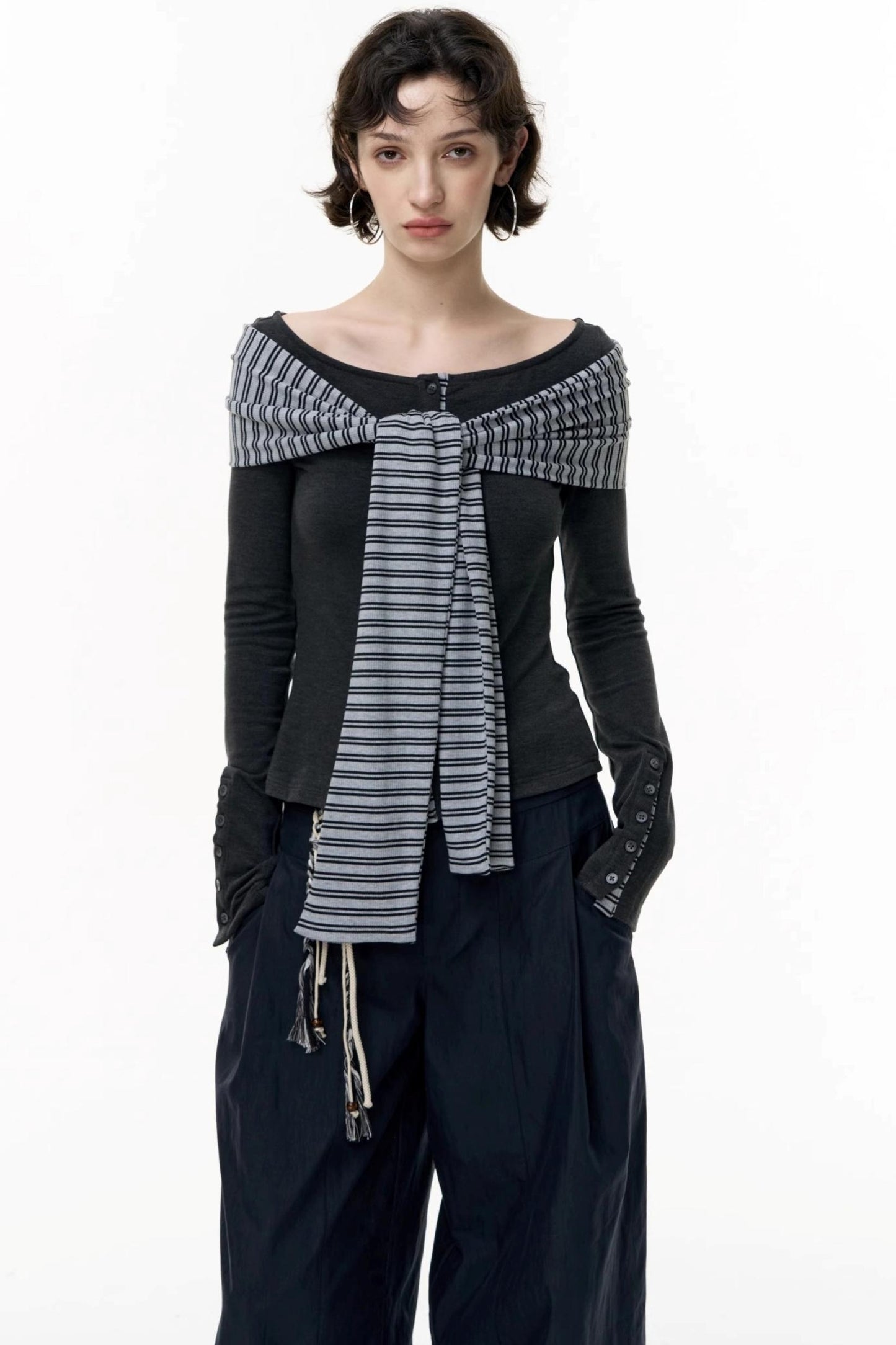 Off-the-Shoulder Striped Tops