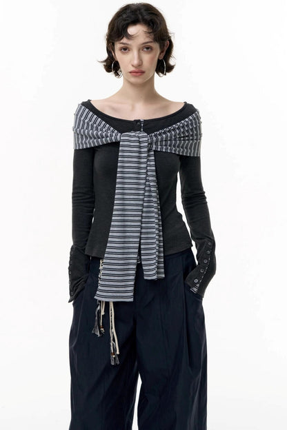 Off-the-Shoulder Striped Tops