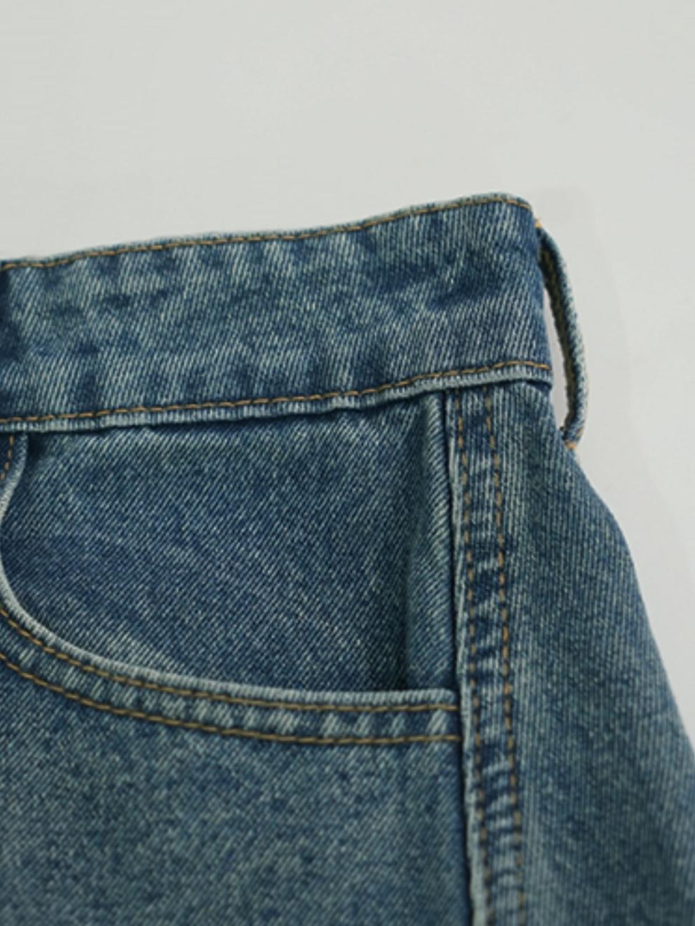 8.15 auf die neue Mitgliedschaft 85% Rabatt lockere High-Waisted-Jeans, Frauen Herbst modischen dekonstruierten Sinn für geschwungene weites Bein Freizeithose