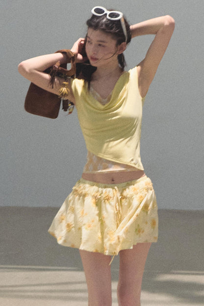 Embroidered Puffy A-Line Skirt