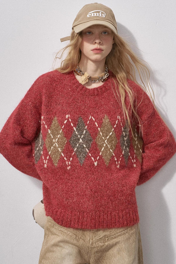 Floral Diamond Knit Sweater