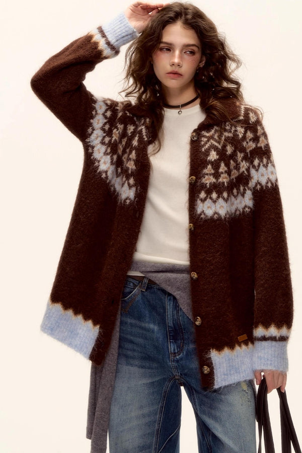 Fair Isle Knit Cardigan Set-Up