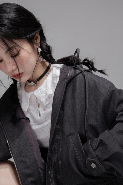 Morning Gray Hooded Jacket & Skirt Set