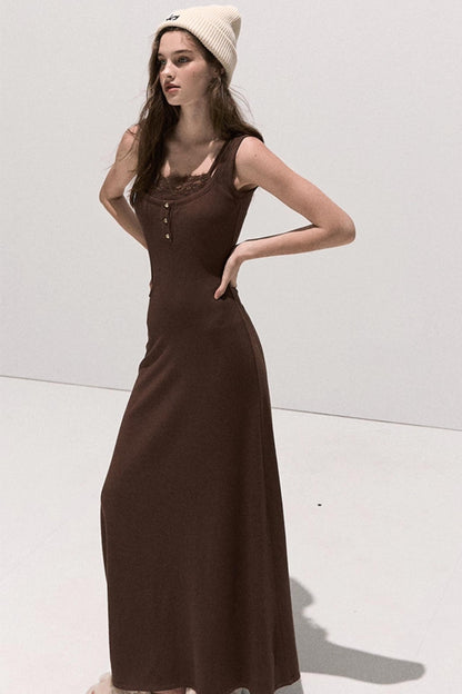 Lace Stitched Knit Waist Dress