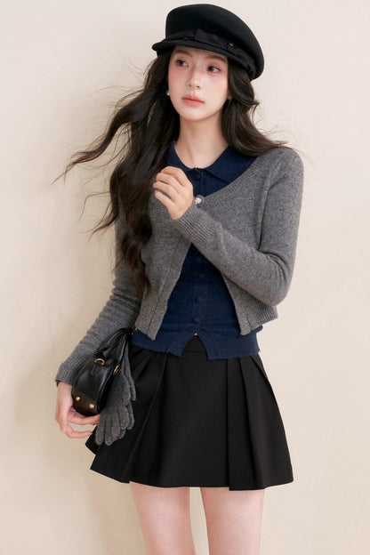 Cashmere Wool Crew Neck Knit Coat