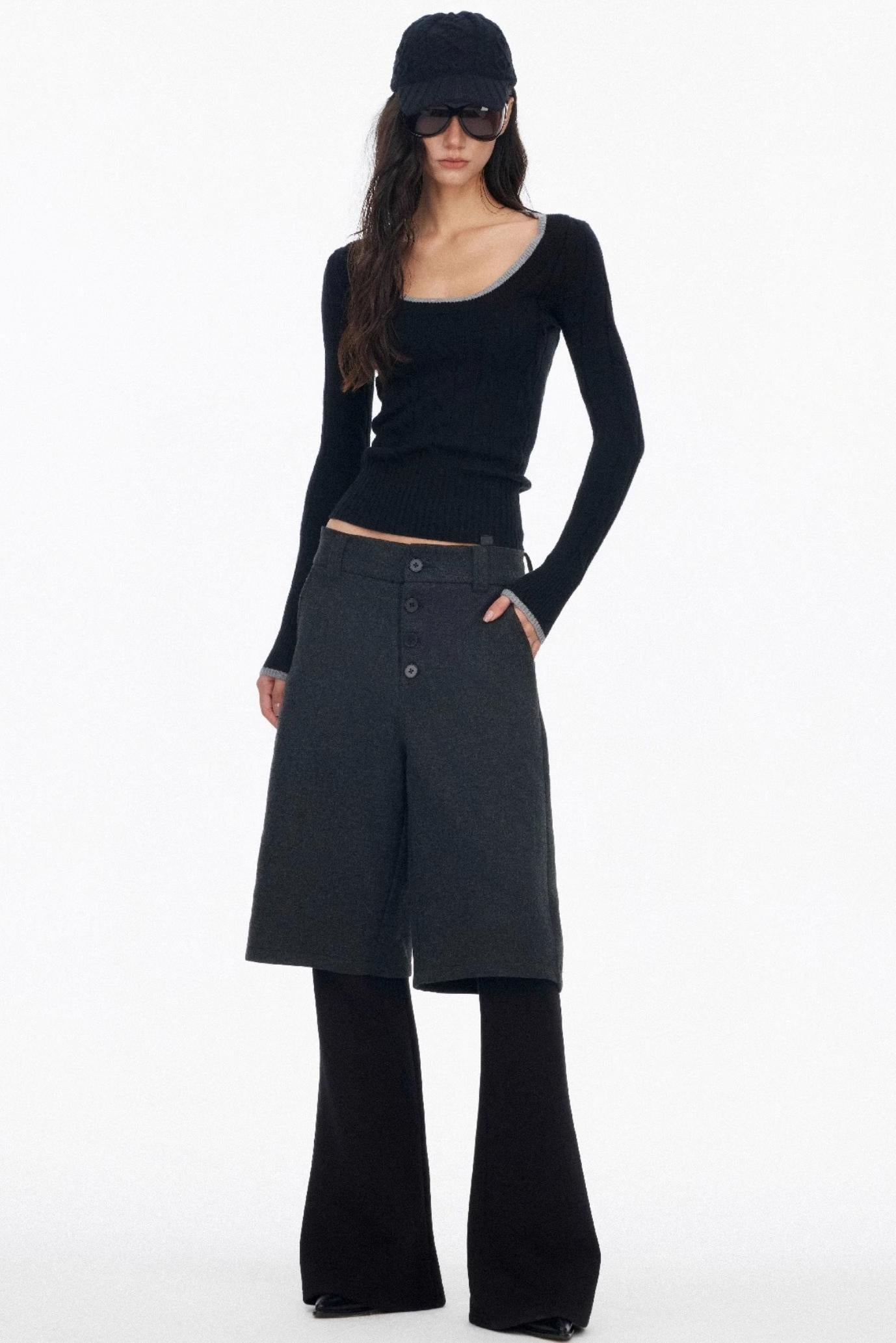 Layered Draped Bootcut Pants