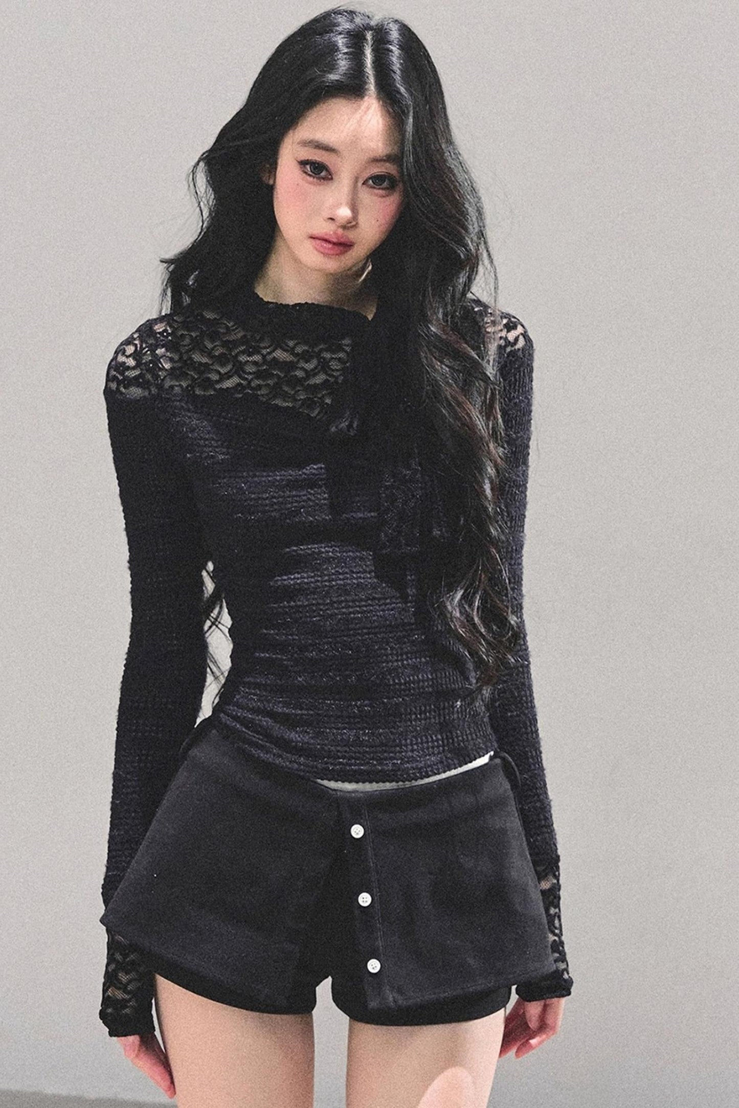 Black and White Lace Top