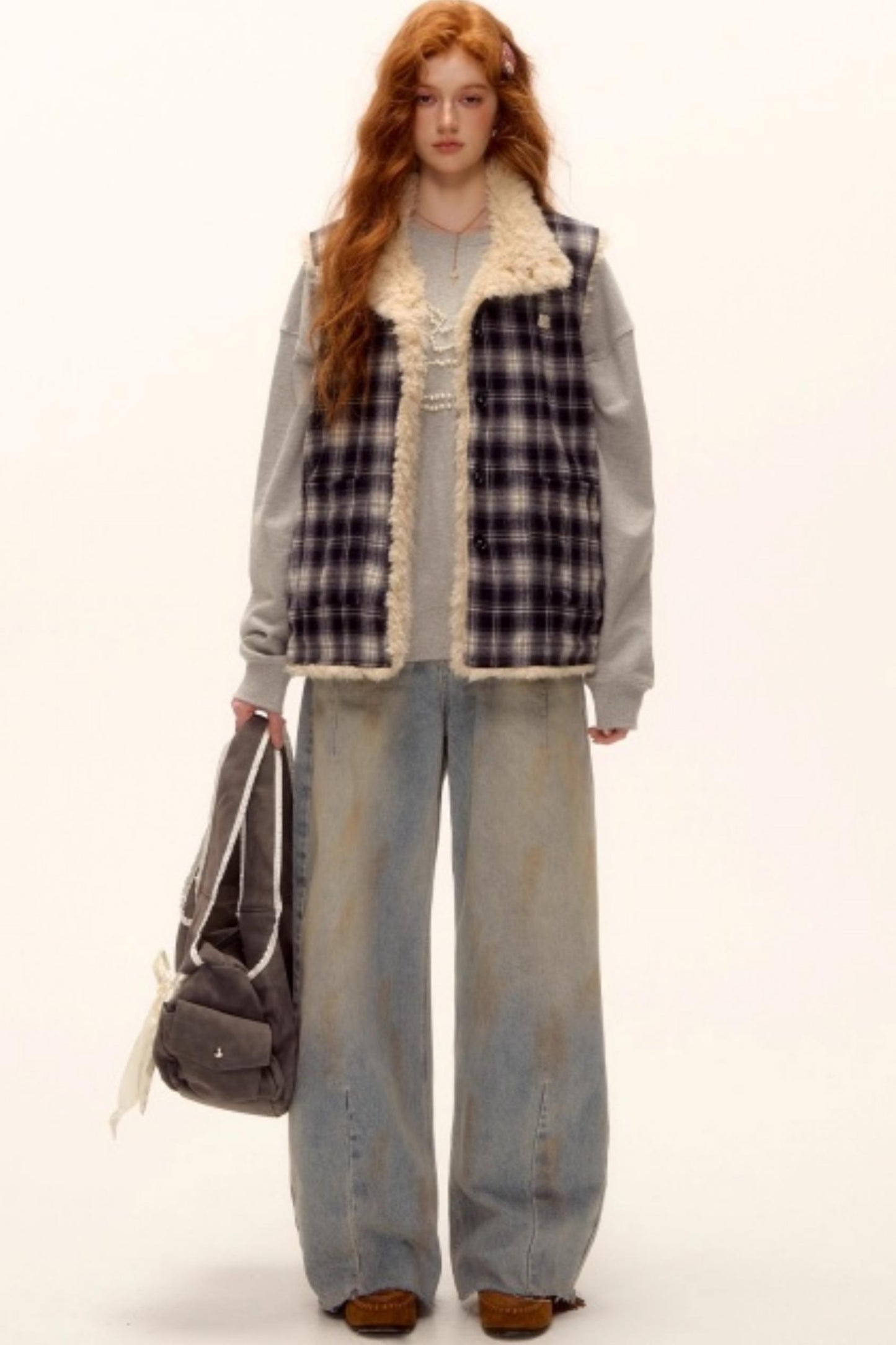 Blue Check Reversible Plaid Vest