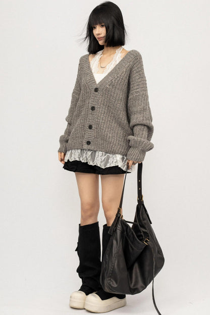 Winter Vintage V-Neck Knitted Cardigan