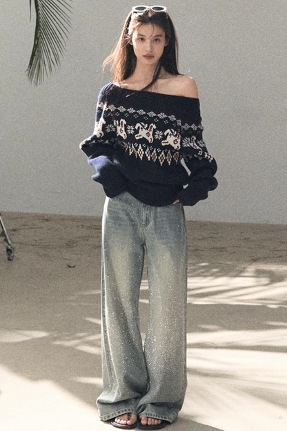 Sheep Wool Fair Isle Sweater