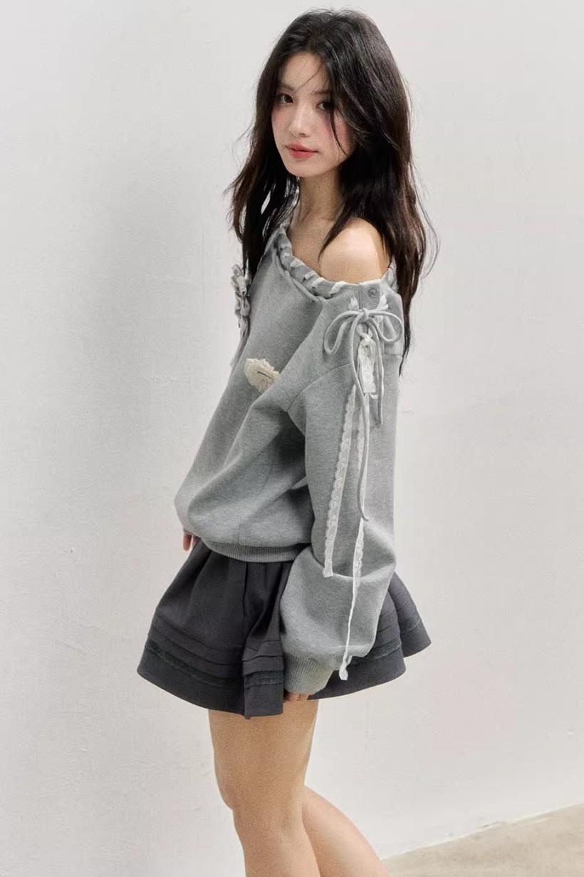 Gray Shoulder Sweatshirt