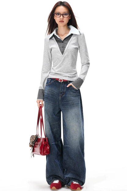 Retro Strick-Lagenlook-Top