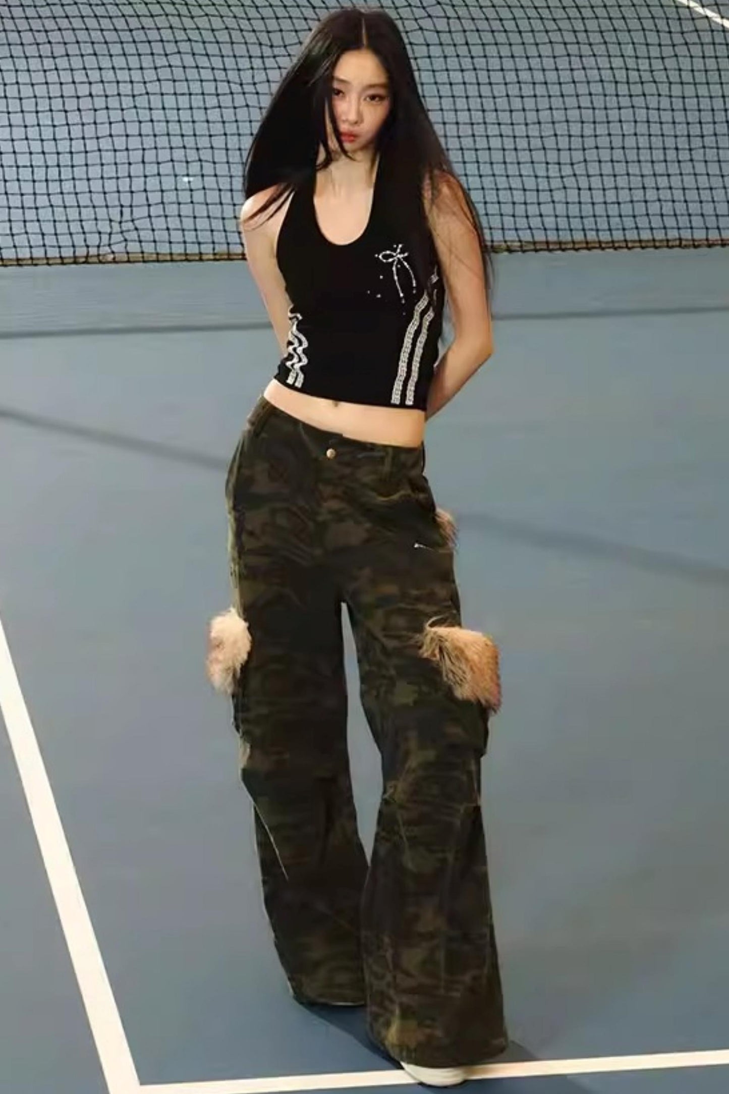 Retro-Cargohose mit Tarnmuster