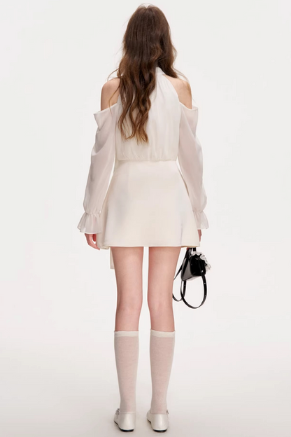 Satin Off-Shoulder A-Line Dress