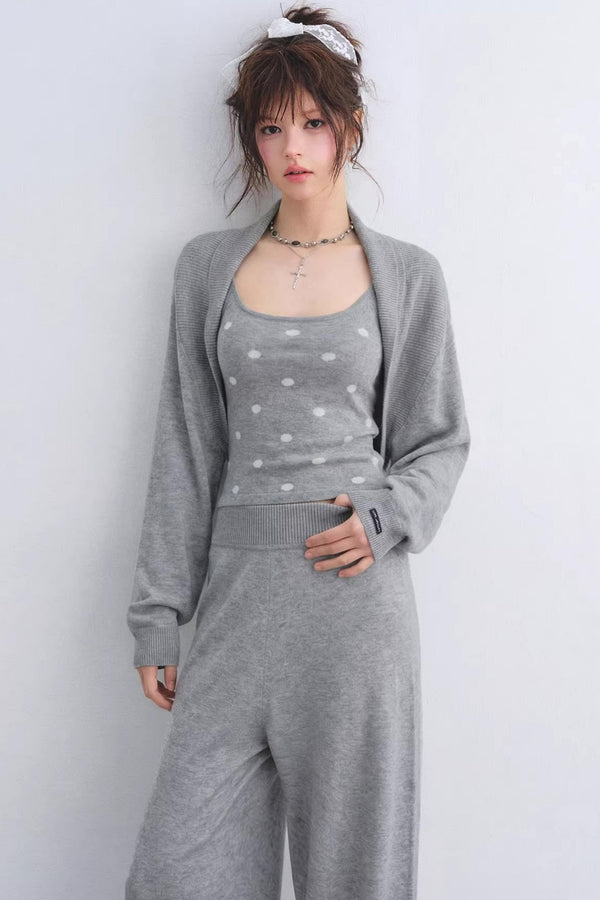 Lyocell Polka Dot Cardigan Set-Up