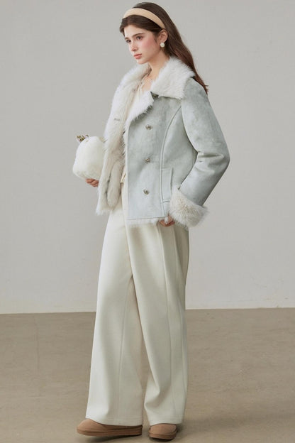 High-Waisted Velvet Wide-Leg Pants