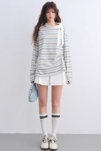 Retro Striped Color-Blocked Top