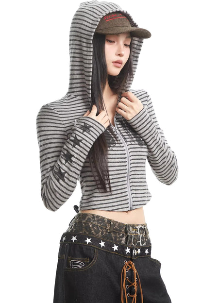 Retro Striped Hooded Sweatshirt