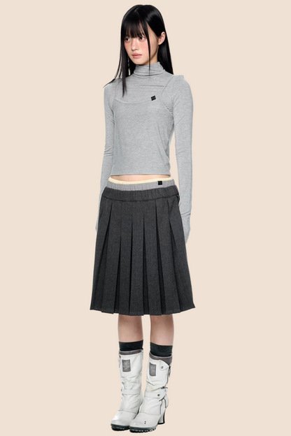 Plaid Patchwork Pleated Skirt