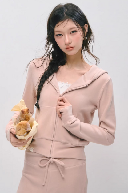 Cloud-Velvet Hooded Sweatshirt Set