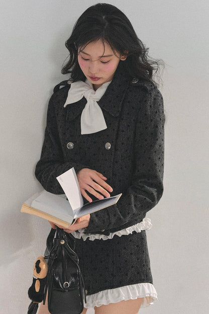 Ruffled Lace Bow Top