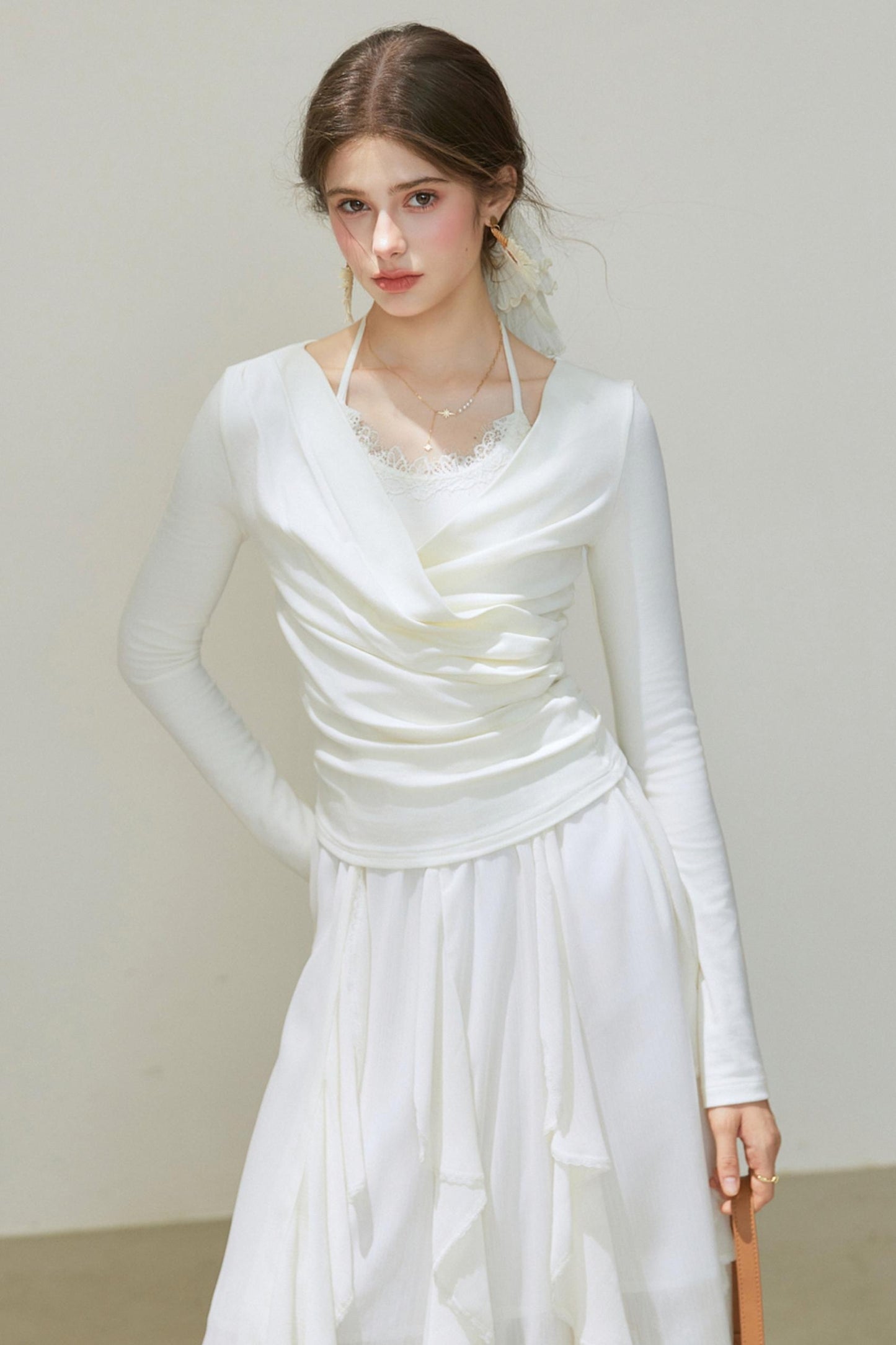 White Wool Blend Top