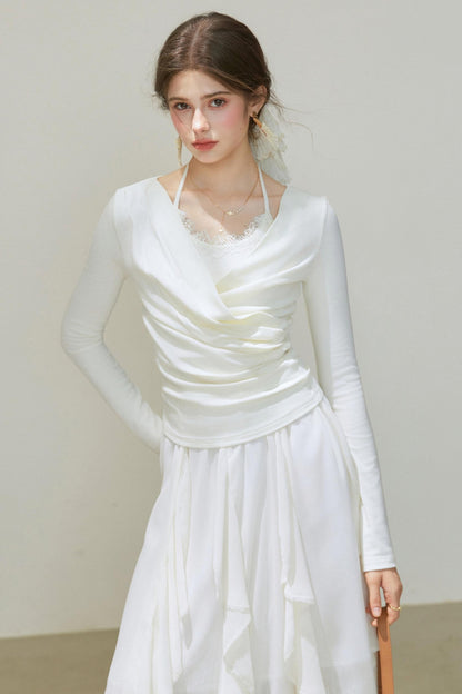 White Wool Blend Top